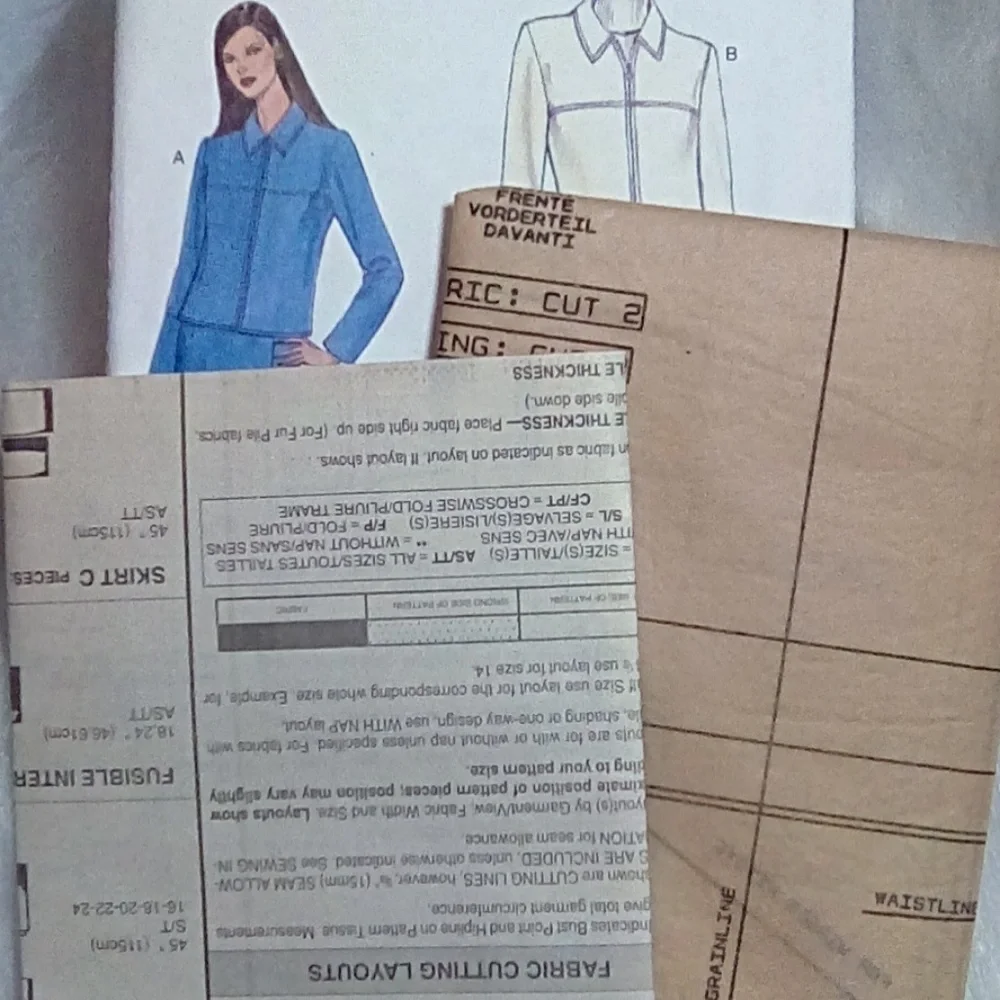 VOGUE Very Easy Vogue Jacket Skirt Pants 8-10-12